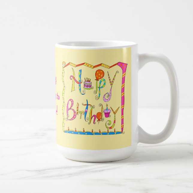 Happy Birthday Personalised Yellow Mug (Right)