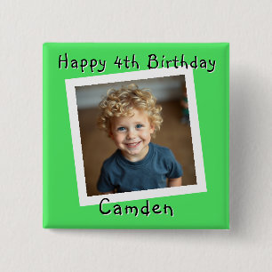 Happy Birthday Personalized Photo 15 Cm Square Badge