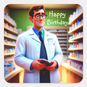 Happy Birthday Pharmacist Square Sticker