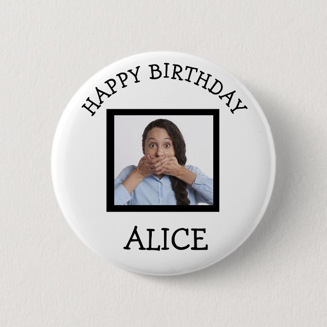 Happy Birthday Photo 6 Cm Round Badge (Front)