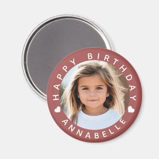 Happy Birthday Photo and Name Badge Magnet