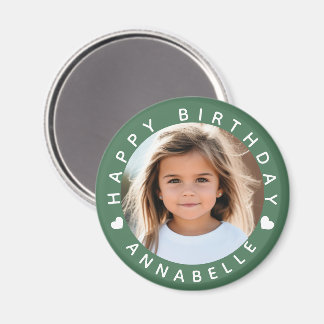 Happy Birthday Photo and Name Badge Magnet
