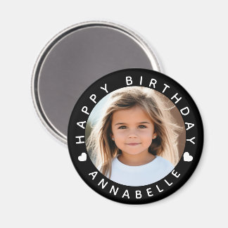 Happy Birthday Photo and Name Badge Magnet