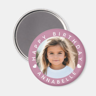 Happy Birthday Photo and Name Badge Magnet