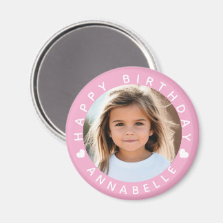 Happy Birthday Photo and Name Badge Magnet