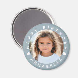 Happy Birthday Photo and Name Badge Magnet