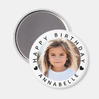 Happy Birthday Photo and Name Badge Magnet