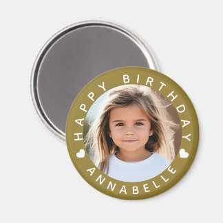 Happy Birthday Photo and Name Badge Magnet