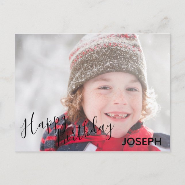 Happy Birthday Photo Blue Camo - Birthday Postcard (Front)