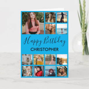 Happy Birthday Photo Collage 13 Photos Blue Card