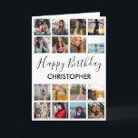 Happy Birthday Photo Collage 16 Photos Black White Card<br><div class="desc">Happy Birthday Photo Collage 16 Photos for Any Age Black and White Birthday Card. 1st 13th 15th 16th 18th 20th 21st 30th 40th 50th 60th 70th 80th 90th 100th,  Any Ages. For further customisation,  please click the "Customise it" button and use our design tool to modify this template.</div>