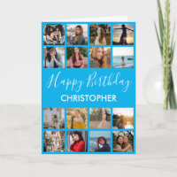 Happy Birthday Photo Collage 16 Photos Blue Card