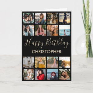 Happy Birthday Photo Collage 16 Photos for Any Age Card