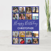 Happy Birthday Photo Collage 16 Photos Navy Blue