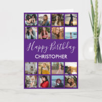 Happy Birthday Photo Collage 16 Photos Purple