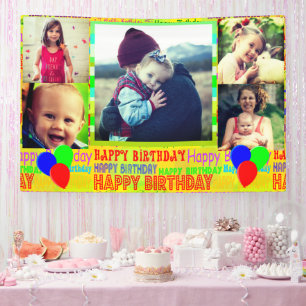 Happy birthday photo collage banner