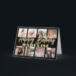 Happy Birthday Photo Collage Elegant Black & Gold Card<br><div class="desc">Create your own unique happy birthday wish for a family member or friend with a modern photo collage personalised name folded greeting card. All of the pictures and wording on this template are simple to customise. The colours and font styles are also easy to change with the Zazzle Design Editor...</div>