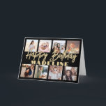 Happy Birthday Photo Collage Elegant Black & Gold Card<br><div class="desc">Create your own unique happy birthday wish for a family member or friend with a modern photo collage personalised name folded greeting card. All of the pictures and wording on this template are simple to customise. The colours and font styles are also easy to change with the Zazzle Design Editor...</div>