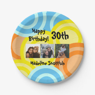 Happy Birthday Photo Collage Paper Plate