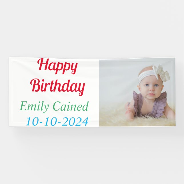 Happy Birthday  Photo Colourful Candles  Banner (Horizontal)