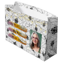 Happy Birthday photo Elegant Black white Party