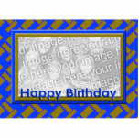 Happy Birthday photo frame Standing Photo Sculpture<br><div class="desc">Add your own photo to this blue and yellow Happy Birthday photo frame photo sculpture. A unique way to display your favourite photos.</div>