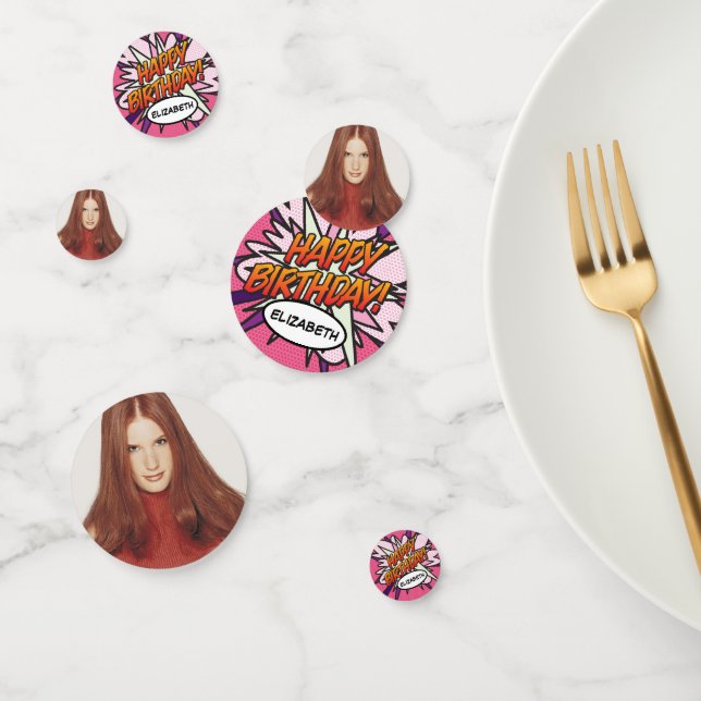 HAPPY BIRTHDAY Photo Fun Retro Comic Book Confetti (Group)