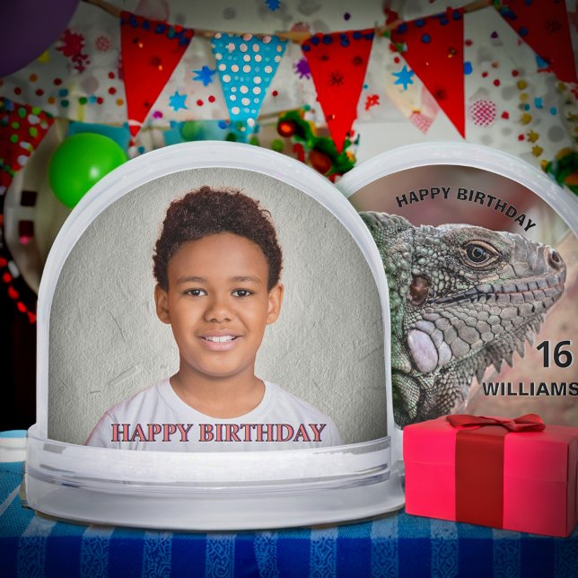 Happy Birthday Photo Name Age Pet Nature Snowglobe (Happy Birthday Photo Name Age Snow Globe is great to gve as a gift or to guest as a keepsake favor. )