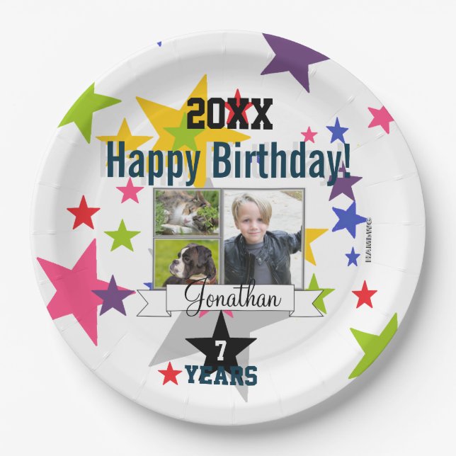 Happy Birthday Photo Paper Plate HAMbyWG (Front)