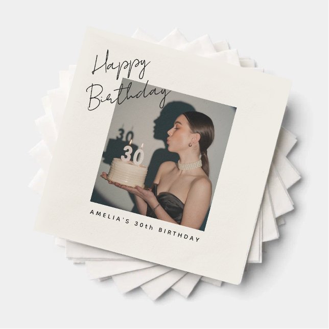 Happy Birthday Photo Personalised birthday Napkin (Creator Uploaded)
