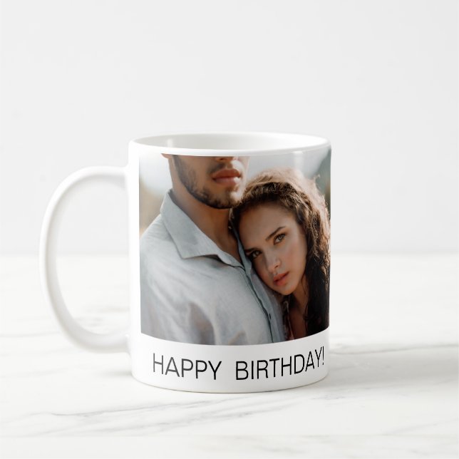 Happy Birthday Photo Personalised Couple Coffee Mug (Left)