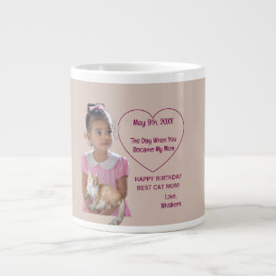 Happy Birthday Photos Cat & Mom  Large Coffee Mug