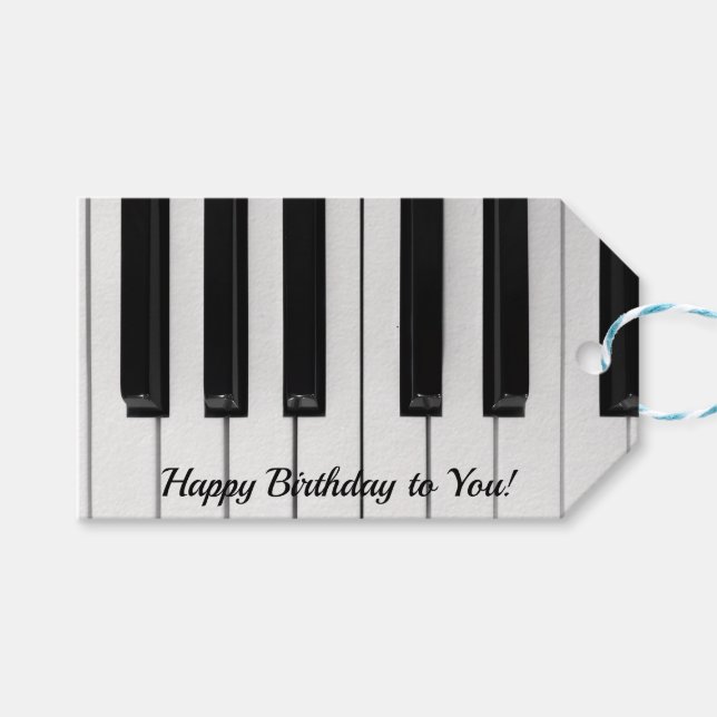 Happy birthday piano keys gift tags (Front (Horizontal))