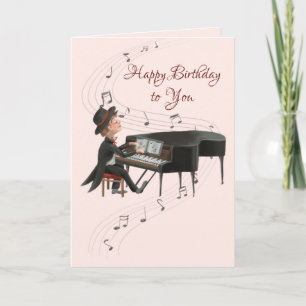 Happy Birthday Piano Man Singing to his Wife Card