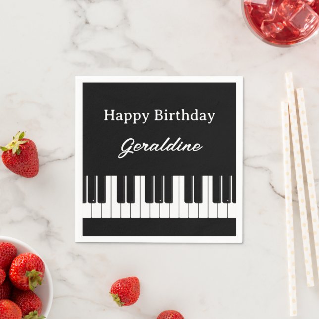 Happy Birthday Piano Player Personalised Napkin (Insitu)