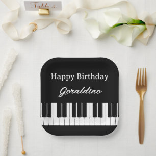 Happy Birthday Piano Player Personalised Paper Plate