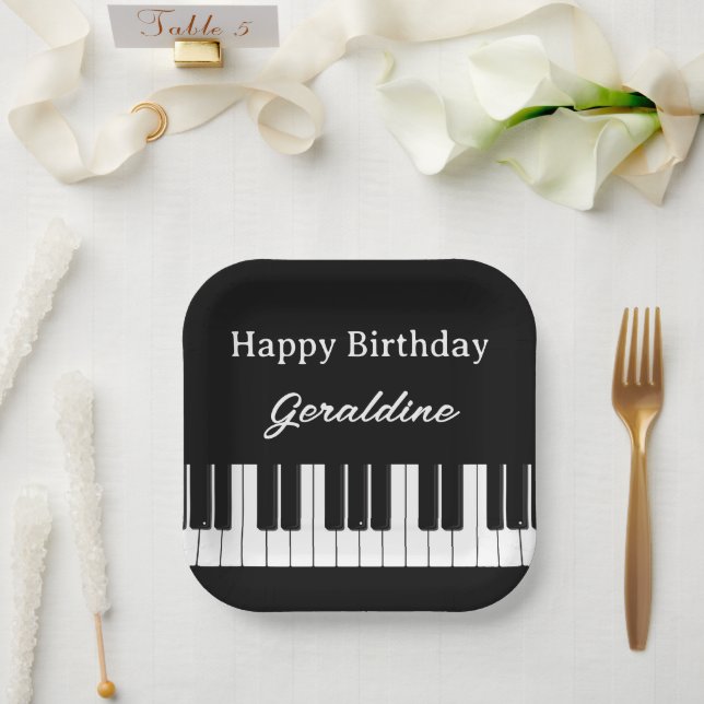 Happy Birthday Piano Player Personalised Paper Plate (Wedding)
