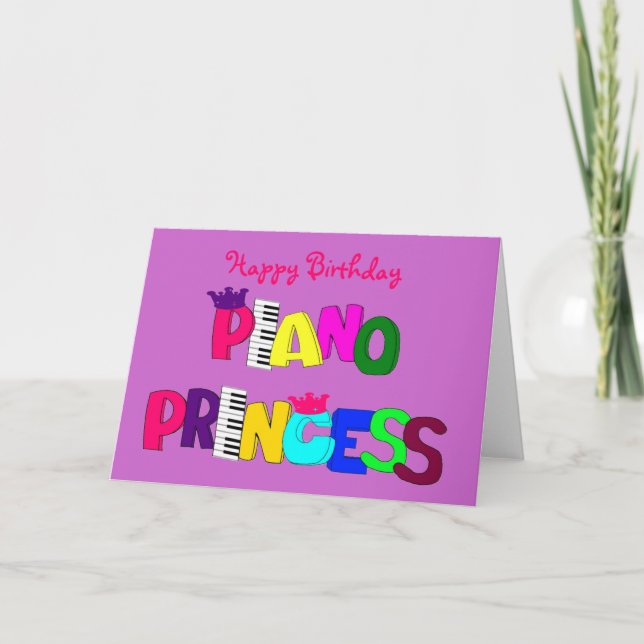 Happy Birthday Piano Princess Card (Front)