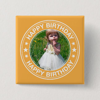 Happy Birthday picture Frame in Yellow 15 Cm Square Badge