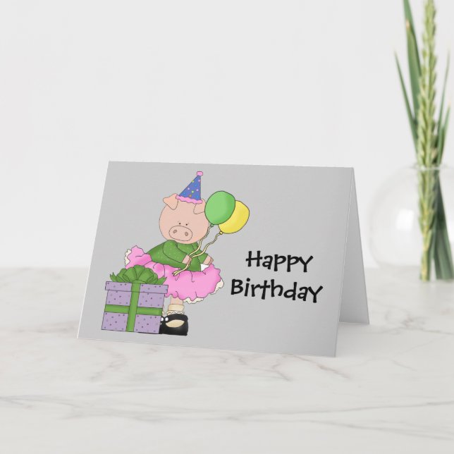 Happy Birthday Pig Card (Front)