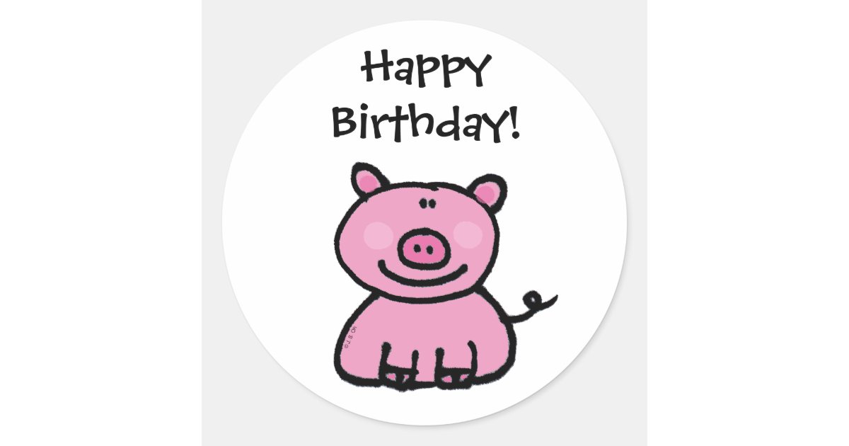 happy birthday pig round sticker zazzle merry christmas happy hanukkah images