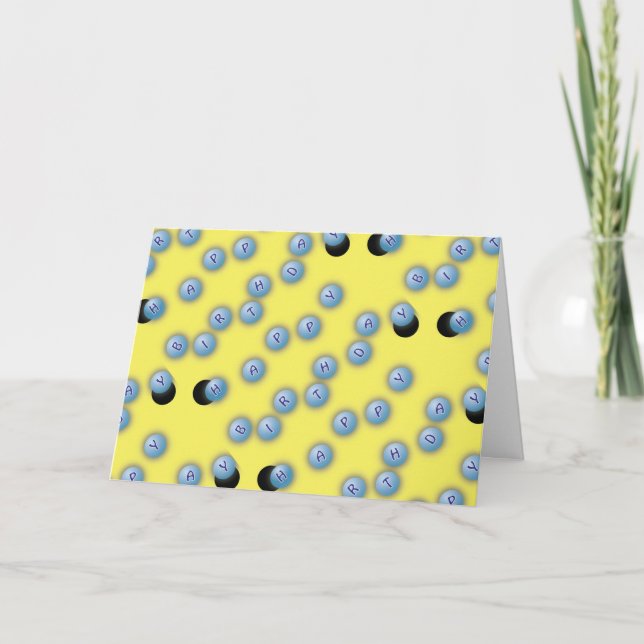 Happy Birthday Ping Pong Design Yellow Card (Front)