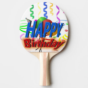 Happy Birthday Happy Birthday Ping Pong Table Tennis Paddles Zazzle Co Uk