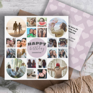 Happy Birthday Pink 20 Photo Collage Card