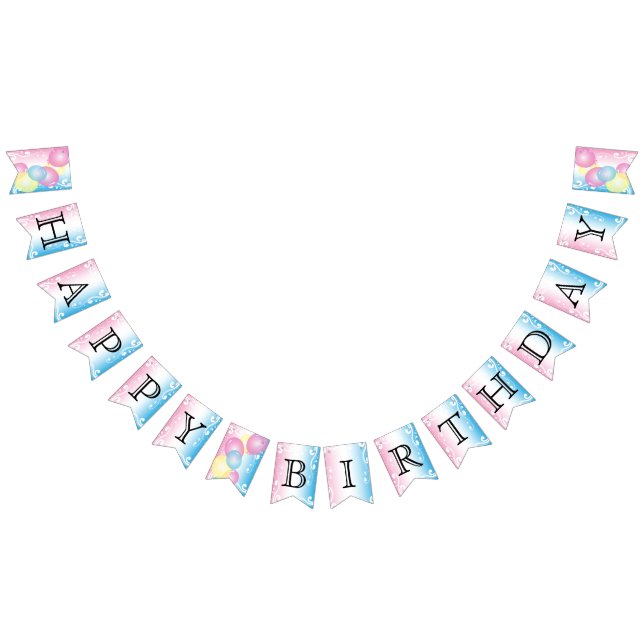 Happy Birthday 🎈 Pink and Blue Bunting (All)
