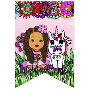 Happy Birthday Pink and Purple Unicorn Fairy Bunting