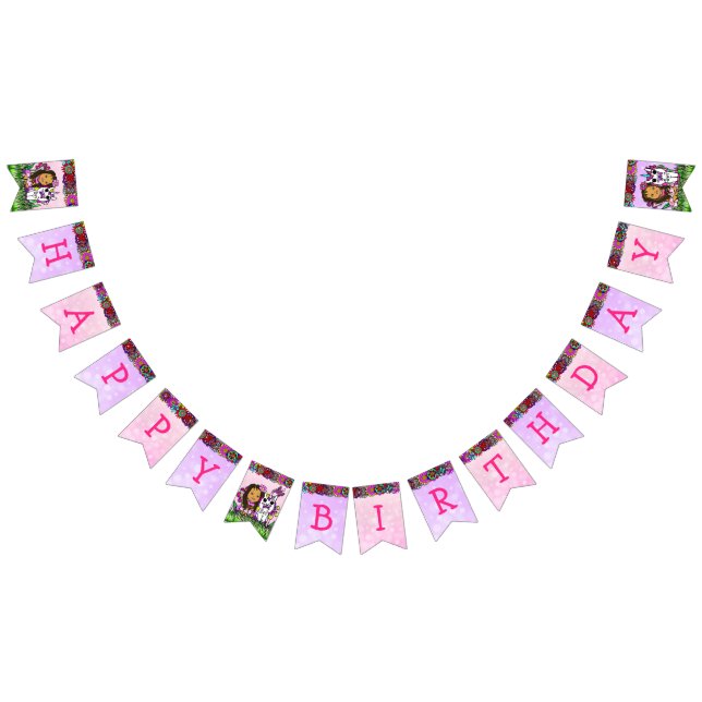 Happy Birthday Pink and Purple Unicorn Fairy Bunting (All)