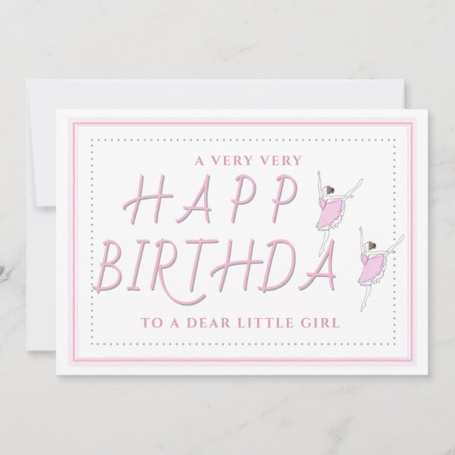 Happy Birthday Pink Ballerina Dear Girl Thank You Card (Front)