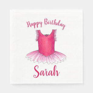 Happy Birthday Pink Ballet Dance Ballerina Tutu Napkin