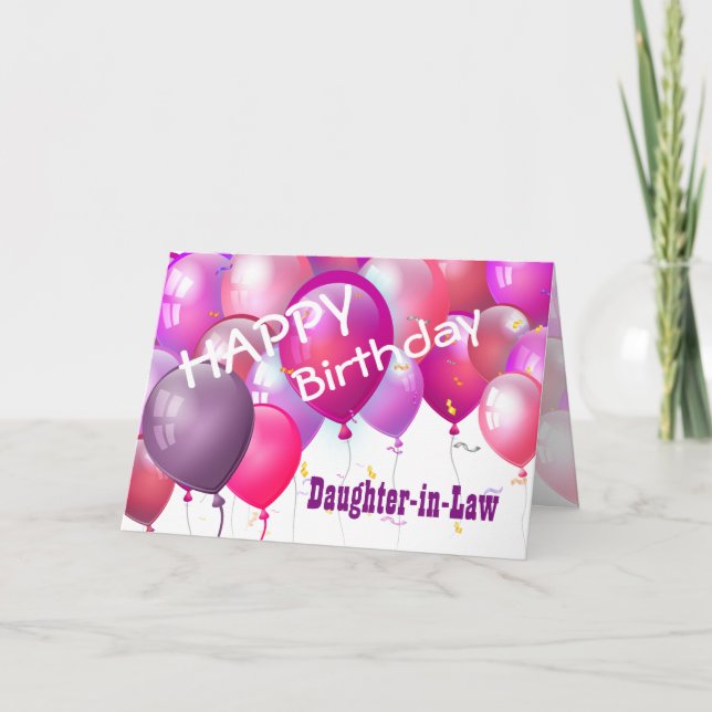 Happy Birthday Pink Balloons DAUGHTER-IN-LAW Card (Front)